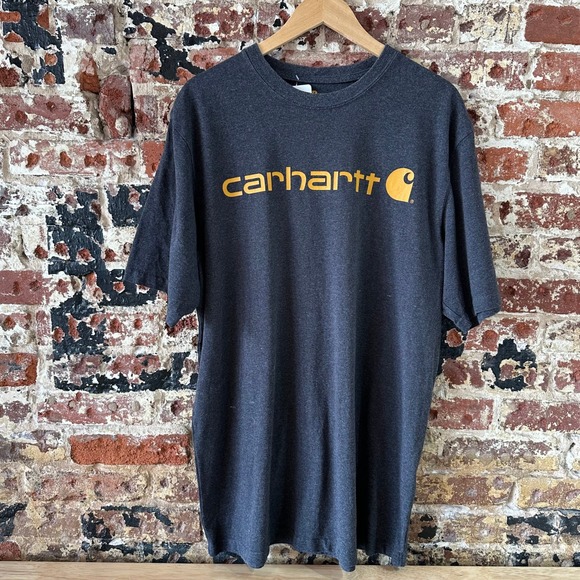 Carhartt Men's Large Tall Original Fit Short Sleeve Shirt Gray logo - Picture 1 of 10